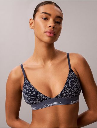 Calvin Klein Womens Icon Cotton Modal Lightly Lined Triangle Bralette - Blue - XS