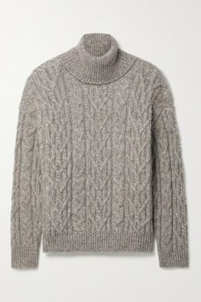 Nili Lotan Pullover A Collo Alto In Misto Alpaca, Cotone E Lana A Trecce Annie - Grigio