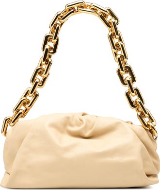 Bottega Veneta Pre-owned Womens Lambskin Chain Pouch - Cream Leather - One Size