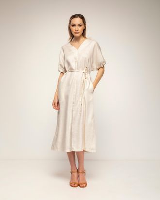 Tantra Oversized jurk met gerimpelde mouwen, V-hals en een losse ceintuur