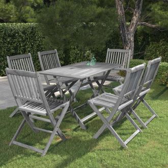 vidaXL Juego De Comedor De Jard&iacute;n 7 Pzas Madera Maciza De Acacia Gris Vidaxl