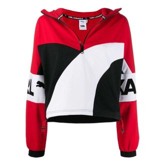 Puma (WMNS) PUMA x Karl Lagerfield XTG Half-Zip Hoodie Red White Black 595567-47