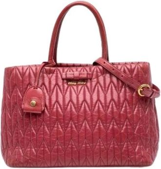 Miu Miu Pre-owned Handbags, female, Pink, Size: ONE SIZE Pre-owned Leather Tote