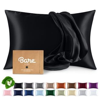 Bare Home 19 Momme 100% Mulberry Silk Pillowcase in Black at Nordstrom, Size Standard