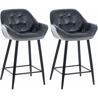 Clp Set De 2 Taburetes De Bar Gibson Gris Oscuro Terciopelo