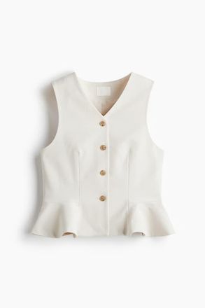 H&M V-neck Peplum Waistcoat in Cream at Nordstrom, Size Xx-Large