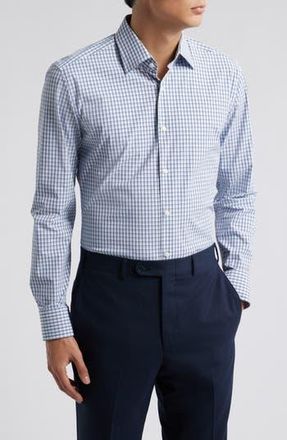 BOSS Hank Kent Slim Fit Performance Stretch Dress Shirt in Dk Bu at Nordstrom Rack, Size 17 R