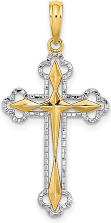 Diamond2Deal 10k Yellow Gold Rhodium Diamond-Cut Reversible Cross Charm