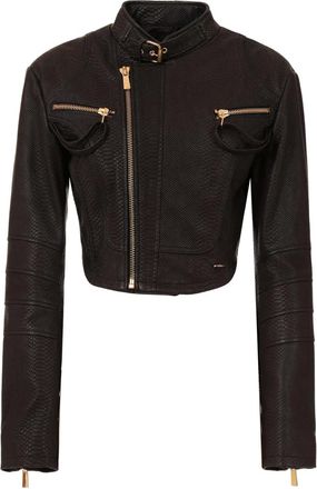 Just Cavalli Giacca biker con effetto pelle di serpente - Nero