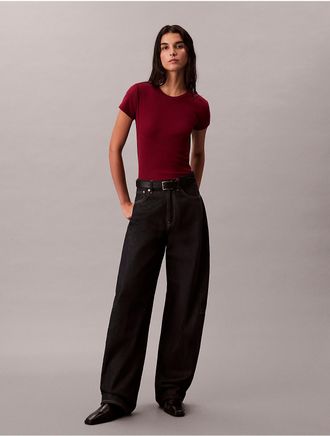 Calvin Klein Jeans Calvin Klein Womens Cotton Contour Rib T-Shirt - Red - XS