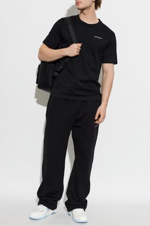 Off-white T-shirt With Printed Logo, Mens, Black