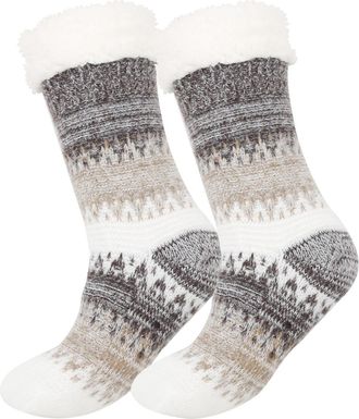 Generic Christmas Slipper Socks Fluffy Socks Women Girls Non Slip Knitted Thick Lined Cosy Flexible Colourful Xmas Sock Winter Wool Sock Extra Warm Thermal Kn