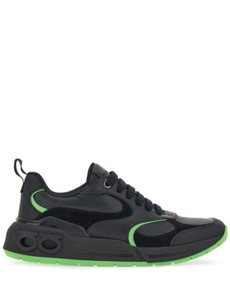 Ferragamo two-tone lace-up sneakers - women - CALFSKIN/Lamb Skin/Fabric - 10.5 - Black