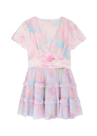 LoveShackFancy Loveshackfancy Spirea Floral-print Chiffon Mini Dress - Pastel - 0 (UK2 / Xxxs)