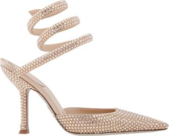 Rene Caovilla Cleo Gold Pump With Crystals, Brand Size 37 ( US Size 7 )