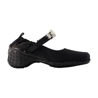 Simone Rocha Turbo Versierde Satin Ballet Runner - Dames - Schoenen - Zwart - Maat: 39 EU Satijn