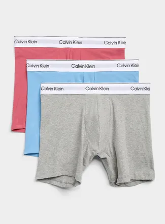 Calvin Klein Mens 6 grey/blue/red boxer briefs Icon Cotton Stretch 3-pack