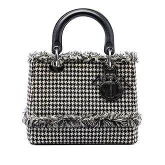 Dior Pre-owned Dior Medium Tweed Fringe Houndstooth Lady Satchel Ladies U48GIXI1S61NTO4D