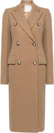 Sportmax Wollen Double-Breasted Jas - Dames - Mantel - Bruin - S - Wol - Jassen