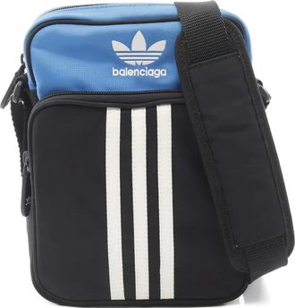 Balenciaga x Adidas three-stripe logo-detail cross body bag - women - Canvas - One Size - Black