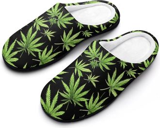 Generic Green_Weed Mens Slippers Comfortable And Non-slip Cotton Slipper Shoe for House