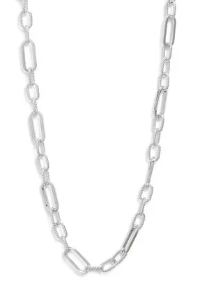 Nordstrom Demi Fine Long Paper Clip Necklace in Sterling Silver Plated at Nordstrom