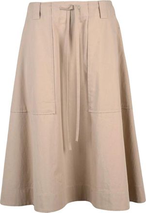 Moschino Beige Cotton-Blend Zip A-Line Midi Skirt