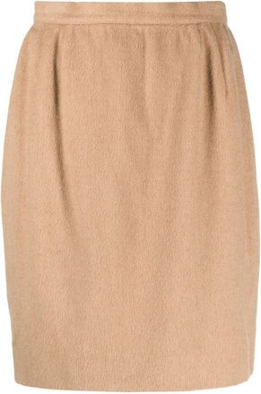 Valentino Garavani 1980s gathered detailing pencil skirt - women - Wool/Viscose - 10 - Neutrals