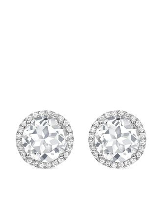 Kiki Mcdonough 18kt witgouden Grace stud oorbellen met diamant en topaas - Zilver