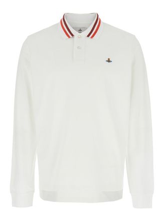 Vivienne Westwood White Polo Shirt With Contrasting Collar And Orb Logo Detail On The Front In Cotton Man