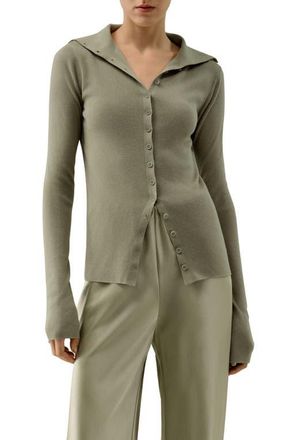 LilySilk Womens Slim Fit Silk Cashmere Sweater in Artichoke at Nordstrom, Size X-Large