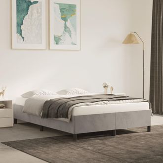 vidaXL Estructura De Cama Sin Colch&oacute;n Terciopelo Gris Claro 140x200 Cm Vidaxl