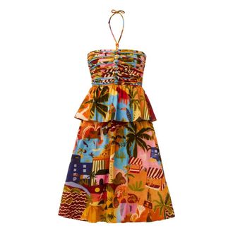 Farm Rio FARM Rio, Midi Dresses, female, Multicolor, Size: S Tropical Painting Dress