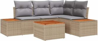 vidaXL Vidaxl - Conjunto De Sof&aacute; De Jard&iacute;n Con Coj&iacute;n 5 Pcs Beige Y Gris Claro