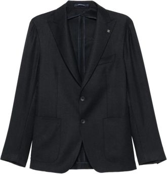 Tagliatore Herringbone Jacket - Heren - Blazers - Blauw - M - Wol - Jassen