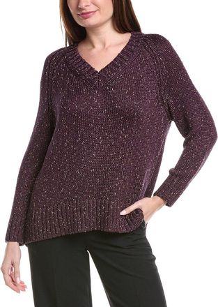Lafayette 148 New York Raglan Sleeve V-Neck Silk-Blend Sweater