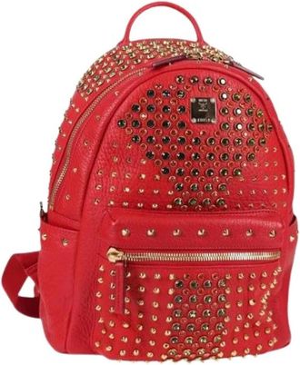MCM Pre-owned Backpacks, female, Red, Size: ONE SIZE Pre-owned Leather Backpack