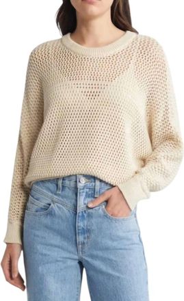 Cleobella Kiara Open Stitch Organic Cotton Sweater In Ivory