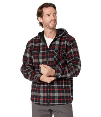 Wolverine Bucksaw Shirt Jacket Mens Red Plaid Sherpa Fleece Hooded RED626