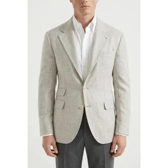 Brunello Cucinelli Light Grey Wool Silk Blazer, Brand Size 50 (US Size 40)