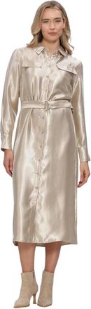 Freebird by Steven Wv-Shiny-Twill-Vis-26-1 Shirt Dress - Dames - Shirt Kleedjes - Beige - S - Kleedjes
