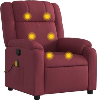 vidaXL Sill&oacute;n De Masaje Reclinable De Tela Color Vino Tinto Vidaxl