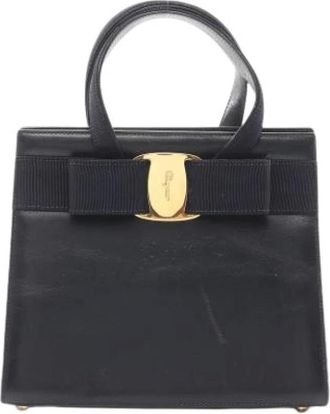 Ferragamo Pre-owned Handbags, female, Blue, Size: ONE SIZE Pre-owned Leather Handbag