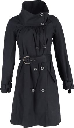 Stella McCartney Stella McCartney Pre-owned Womens Double-Breasted Belted Trench Coat in Black Cotton - Size EU 40 (Womens)