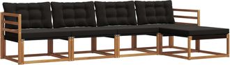 vidaXL Conjunto De Sof&aacute;s De Exterior 5 Uds. Natural Y Negro Vidaxl