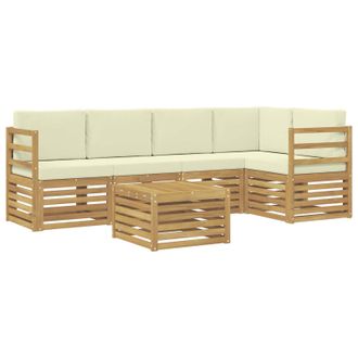 vidaXL Conjunto De Sof&aacute; Seccional Con Coj&iacute;n 6 Pcs Blanco Y Crema Vidaxl