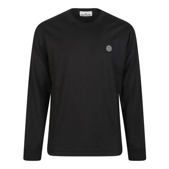 Stone Island Long Sleeve Tops, male, Black, Size: M Long Sleeve T-Shirt