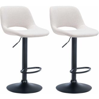 Clp Clp - Set De 2 Taburetes De Bar En Tela Crema Metal Negro Mate
