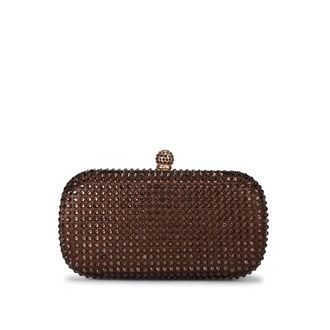 Carvela Womens Cecilia Hard Clutch Bag - Brown Fabric - One Size