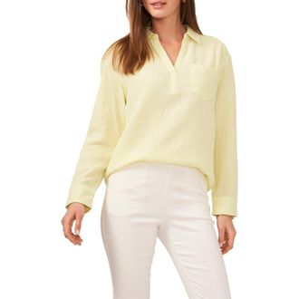 Chaus V-Neck Collared Blouse in Citrus Yellow at Nordstrom, Size Medium